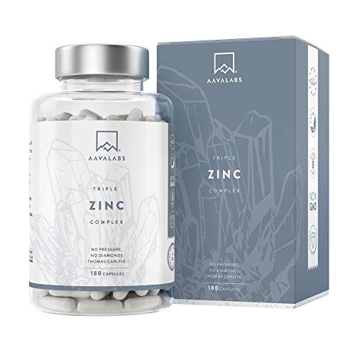 AAVALABS® - Triple Zinc Premium - 25mg - Altamente concentrado - 3x Formas de Zinc -Picolinato, Bisglicinato y Monometionina - 180 Cápsulas - Testado en laboratorio y apto para veganos. AAVALABS® - Triple Zinc Premium - 25mg - Altamente concentrado - 3x Formas de Zinc -Picolinato, Bisglicinato y Monometionina - 180 Cápsulas - Testado en laboratorio y apto para veganos.