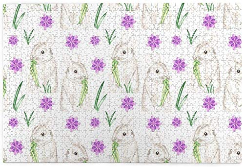 Acuarela Baby Bunny Jigsaw Puzzle Obra de arte única Decoración del hogar para sala de estar Dormitorio Cocina Oficina 500 PCS - 15,7 * 23,6 pulgadas