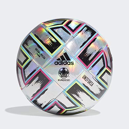 adidas UNIFO TRN Balón de Fútbol, Men's, Silver Met./Signal Green/Bright Cyan/Shock Pink, 5