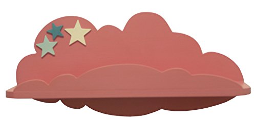 AFAEPS Sonpó Online-Modelo AFA40-Estante Infantil con Forma de Nube Colocar Libros, Juguetes, Peluches, Accesorios-Hecho a Mano de Manera Artesanal-Color Rosa con Estrellas Decorativas