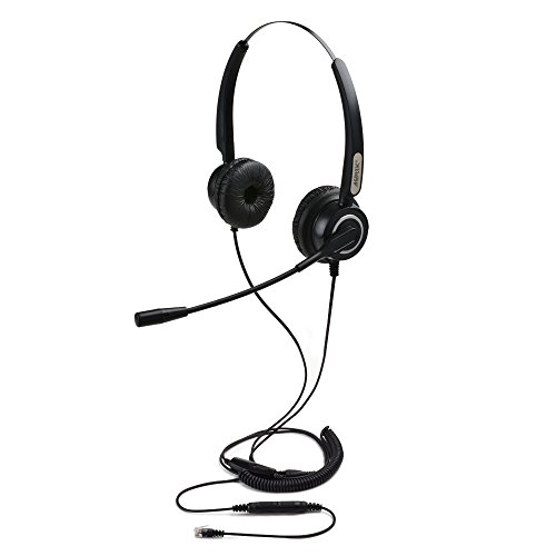 AGPtek HA0101 – Auriculares de diadema abiertos para teléfonos fijos (Binaurales RJ9 de 4 pines con función manos libres, micrófono con cancelación de ruido ,3.5MM QD ,silenciador de volumen) AGPtek HA0101 – Auriculares de diadema abiertos para teléfonos fijos (Binaurales RJ9 de 4 pines con función manos libres, micrófono con cancelación de ruido ,3.5MM QD ,silenciador de volumen)