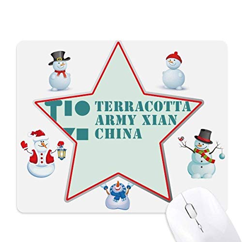 Alfombrilla de ratón con diseño de muñeco de Nieve de Navidad y Estrellas del ejército de Terracota