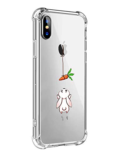 Alsoar Funda Compatible para iPhone XR Ultra Delgada Ligera Transparente Silicona TPU Gel Suave Carcasa Elegante Patrón Lindo Bumper Anti-Rasguño Protector Caso Case (Zanahoria de Conejo)