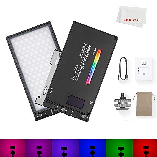 AMBITFUL K10 RGB LED Video Light 2500-8500K regulable 0-360 Full Color Mini Pocket Size with 9 Modos, Built-in 3200 mAh Batería