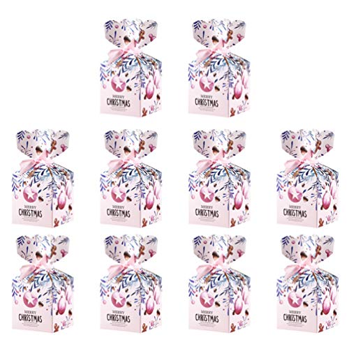 Amosfun 10pcs Christmas Candy Boxes Party Favor Treat Goody Boxes Christmas Holiday Party Supplies (White Christmas Tree)