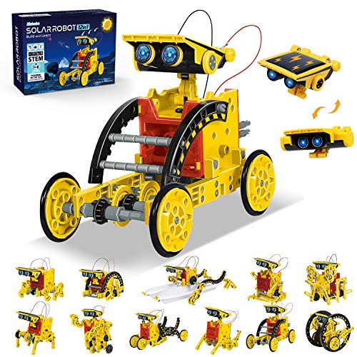 ANGELBLISS Mejore el Kit de construcción de Robots Stem, Juguetes de Robot Solar 12 en 1 con Modo 2 en 1 con energía Solar y batería para niños Mayores de 8 años