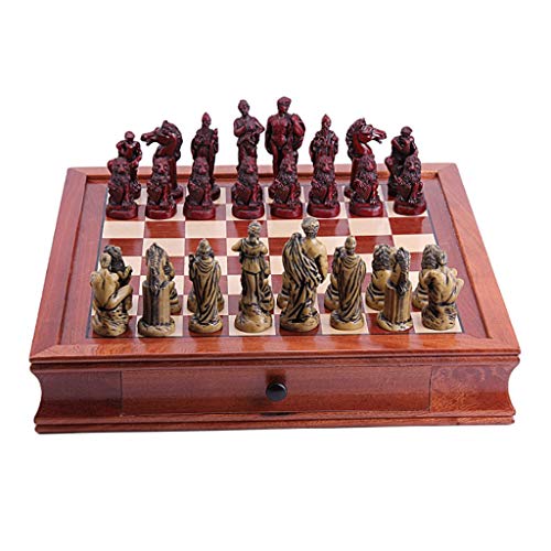 Antiguo Chess Chess Figura Tridimensional Pieza de ajedrez para la Mesa de ajedrez de Caoba Decoración de artesanía (tamaño : 42 * 42 * 8CM)