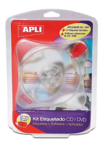 APLI 10959-Kit centrador de etiquetas para CD/DVD + software