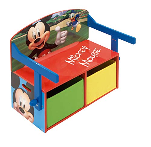 ARDITEX WD12900 3en1 Banco Juguetero de Madera (60x47x56cm) Convertible en Escritorio (60x70x44cm) con Dos cestos Textiles de Almacenamiento de Disney-Mickey ARDITEX WD12900 3en1 Banco Juguetero de Madera (60x47x56cm) Convertible en Escritorio (60x70x44cm) con Dos cestos Textiles de Almacenamiento de Disney-Mickey