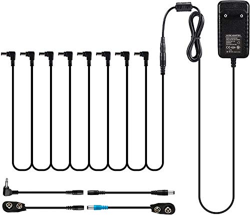 Asmuse Adaptador de fuente de Alimentación para Pedal Power Supply Splitter del Pedal 9V CA/CC Punta 1A Negativo Cable de conexión para E Guitarra Bojo (Plug EU) Asmuse Adaptador de fuente de Alimentación para Pedal Power Supply Splitter del Pedal 9V CA/CC Punta 1A Negativo Cable de conexión para E Guitarra Bojo (Plug EU)