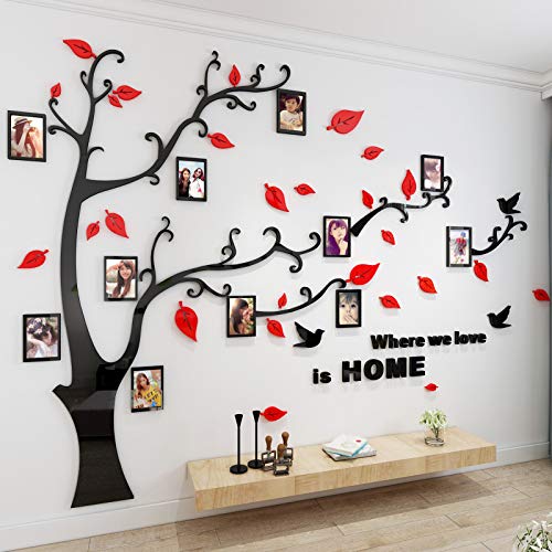 Asvert Vinilos Arbol Rojo Pegatinas de Pared 1.75 * 2.3 m Murales Pared 3D para Sala de Estar Dormitorio Decorativo Hogar