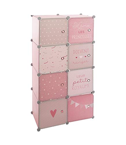 Atmosphera - Armario con almacenamiento y barra modulable para habitación infantil, 124 cm de altura, color rosa