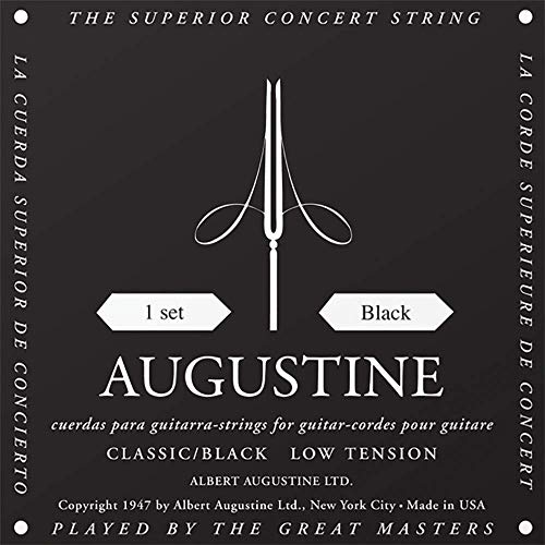 Augustine Cuerdas para Guitarra Clásica, Negro, Juego, Tensión Bajo
