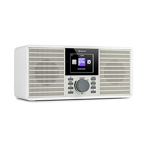 auna IR-260 – Radio con Internet, Sonido estéreo, Dab+ y FM, Reproductor Multimedia: Spotify Connect / BT / USB / UPnP / DLNA, Pantalla HCC 2,8", formatos reconocidos: WMA / MP3, Blanco