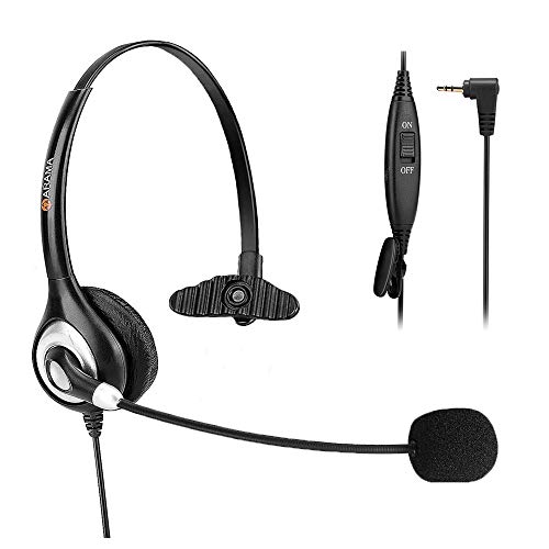 Auriculares inalámbricos de teléfono de 2,5 mm con micrófono de cancelación de ruido para AT & T Panasonic Vtech Uniden Cisco Grandstream Polycom y Dect teléfonos inalámbricos