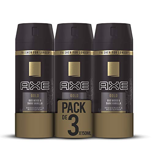 AXE Gold - Desodorante Bodyspray para hombre, 48 horas de protección, 150 ml, pack de 3