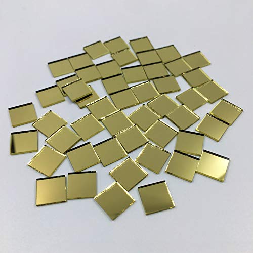 Azulejos cuadrados de mosaico de espejo de 3/8 pulgadas de color dorado para manualidades espejos, 200 piezas