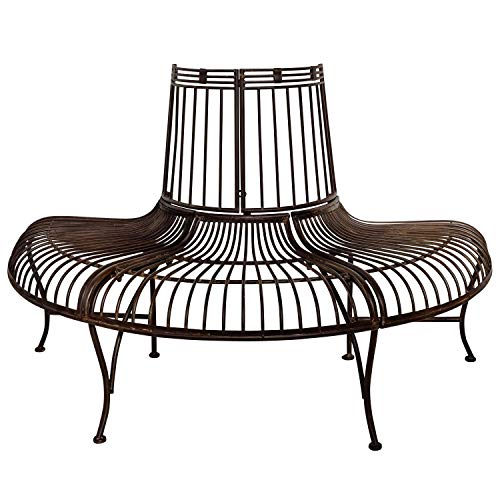 Banco de jardín árbol Banco Antiguo Estilo Metal de Hierro jardín marrón 134cm Banco de jardín árbol Banco Antiguo Estilo Metal de Hierro jardín marrón 134cm