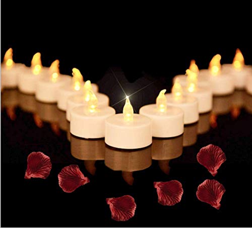 Beneve Velas de té LED, 50 velas LED sin llama, realistas y luminosas, velas de té iluminadas, funcionan con pilas, velas LED duraderas para Navidad, bodas, Pascua, vacaciones, fiestas