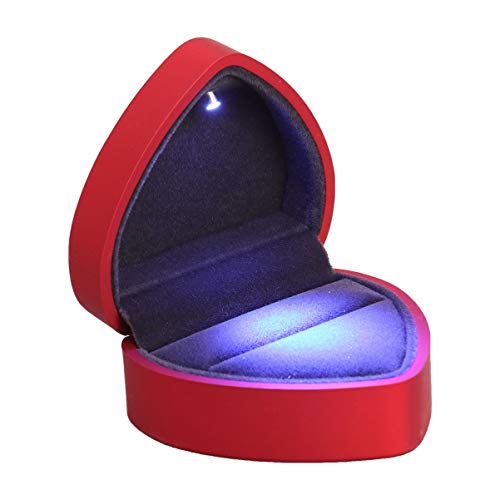 BESPORTBLE - Anillo con iluminación LED en forma de corazón para bodas, San Valentín, color rojo