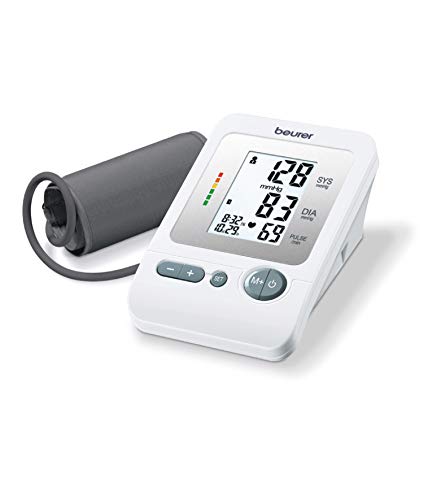 Beurer BM26 - Tensiómetro de brazo, para tomar la presión arterial, con indicador de arritmia, memoria 4 x 30 mediciones, manguito 22-36 cm, color blanco Beurer BM26 - Tensiómetro de brazo, para tomar la presión arterial, con indicador de arritmia, memoria 4 x 30 mediciones, manguito 22-36 cm, color blanco