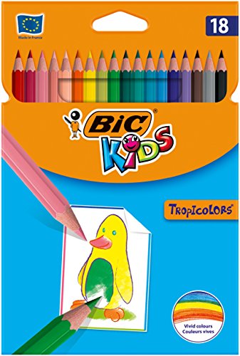BIC Kids Tropicolors - Blíster de 18 unidades, lápices de colores surtidos