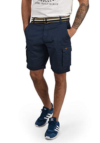 Blend Brian Pantalón Cargo Bermudas Pantalones Cortos para Hombres con Cinturón Regular, tamaño:L, Color:Navy (70230)