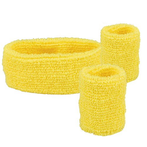 Boland - Banda y puños para el sudor para adultos, amarillo, talla única, 01893