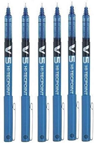 Bolígrafo extra fino Pilot BX V5 Hi-Tecpoint, punta de 0,5 mm, trazo de 0,3 mm, 6 unidades, color azul