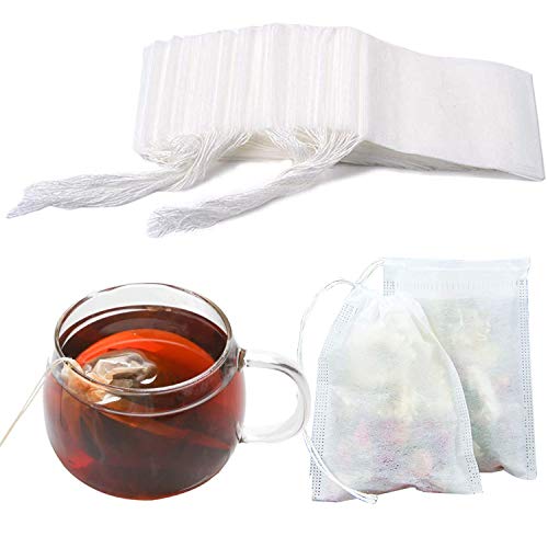 Bolsas de filtro de té, bolsas de té desechables de papel vacío con cordón, bolsa de té de hojas sueltas, bolsa de filtro de hierbas para té y café sueltos, 5,5 x 7 cm (50 unidades)