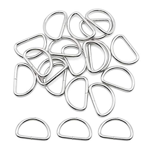 Booly 30 Piezas Metal D Anillo Hebillas D-Rings Hebillas Metalicas Materiales para Hacer Bolsos para Hacer Bolso de Mano, Mochila, Bolsa de Equipaje, Plata