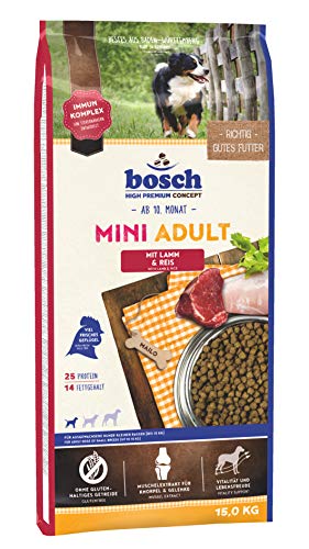 bosch HPC Mini Adult | con Cordero y Arroz | Comida seca para perros adultos de razas pequeñas | 15 kg