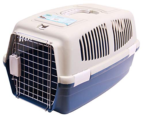 BPS Transportín Rígido Plástico para Perros y Gatos Animales Domésticos Mascota Caja de Transporte IATA 3 Tamaños Elegir (Azul Oscuro, L: 60 x 39 x 35 cm) BPS-1206AZ