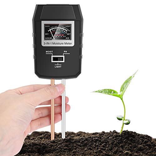 Buluri Medidor de Suelo, Monitor de Agua del Suelo 3 en 1 Medidor de PH Humedad Ligera Preciso para Jardín Granja Césped Interior y Exterior, No Necesita Batería Buluri Medidor de Suelo, Monitor de Agua del Suelo 3 en 1 Medidor de PH Humedad Ligera Preciso para Jardín Granja Césped Interior y Exterior, No Necesita Batería