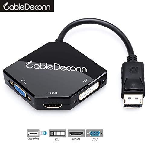 CableDeconn Cable adaptador multifunción DisplayPort DP2 a HDMI VGA DVI 3 en 1