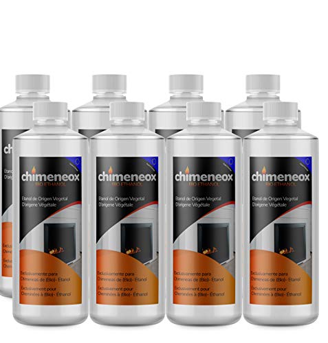 Caja 8 Botellas de 1 litro Bioetanol 96% origen Vegetal para chimeneas | chimeneox
