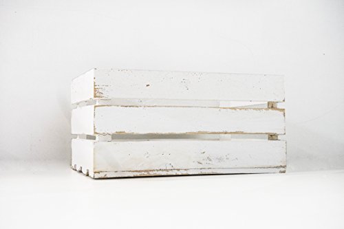 Caja de Madera de Fruta Blanco Vintage Sam, Cajas Tipo Fruta, Madera de Pino, Blanco Vintage, 49,5x32x25.5cm. (1 Caja) Contiene Imán Personalizable de Madera.