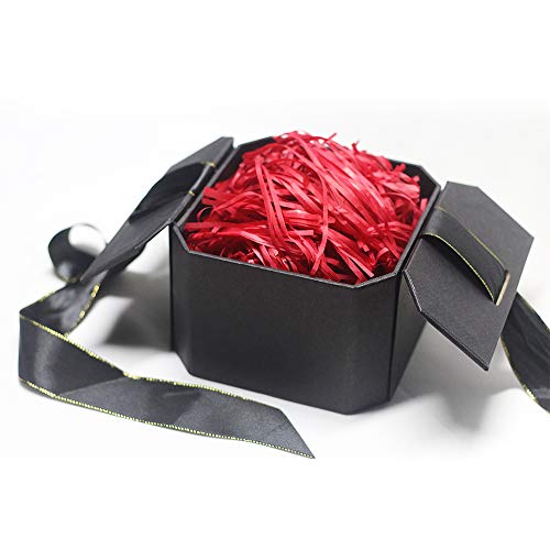 Caja de regalo de Hbsite Caja de regalo, sorpresa Caja decorativa reutilizable con relleno (papel triturado rojo) para bodas, cumpleaños, Navidad 15 * 15 * 10 cm