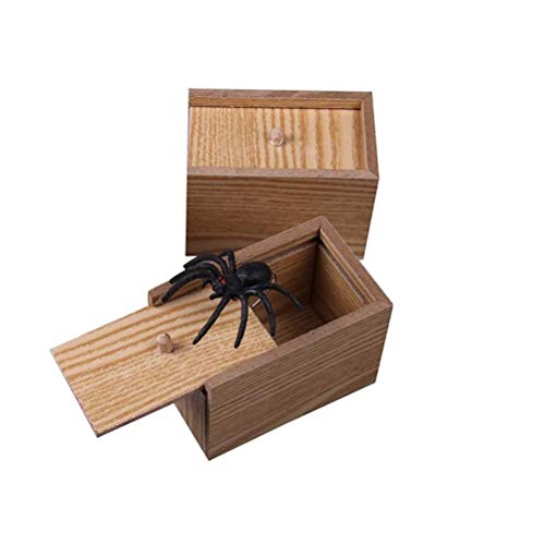 Caja de Susto de Broma de Araña, Caja de Sorpresa de Broma de Madera, Juguete de Miedo Divertido Araña Escondida en Caja de Madera, Cajas de Broma Divertidas Hechas a Mano