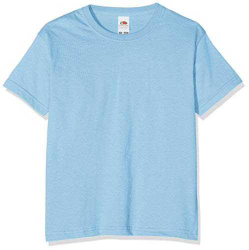 Camiseta de manga corta para niños, de la marca Fruit of the Loom, Unisex Azul azul celeste 7 años