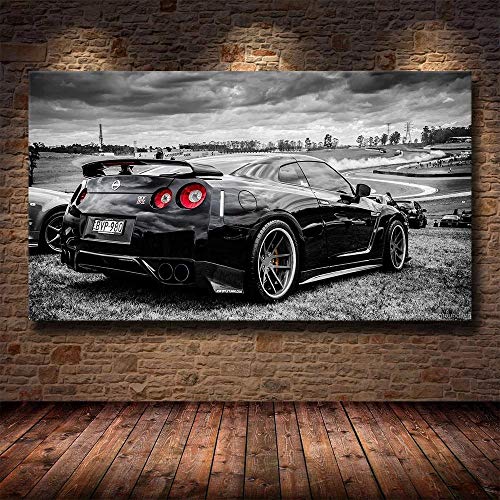Carreras de Coches Deportivos Nissan GTR Super Car Poster Wall Art Pictures Pintura Arte de la Pared para la Sala de Estar Decoración del hogar 40x70cm-Sin Marco