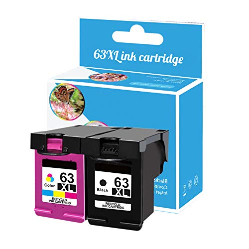 Cartucho De Tinta 63Xl Compatible con La Impresora HP Deskjet 2130 3630 1111, 1 Pares (Color + Negro)