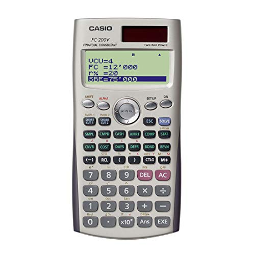 Casio FC-200V - Calculadora financiera, 12.2 x 80 x 161 mm, gris