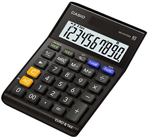 Casio ms100iibk-b2b – Juego de 10 calculatrices negro