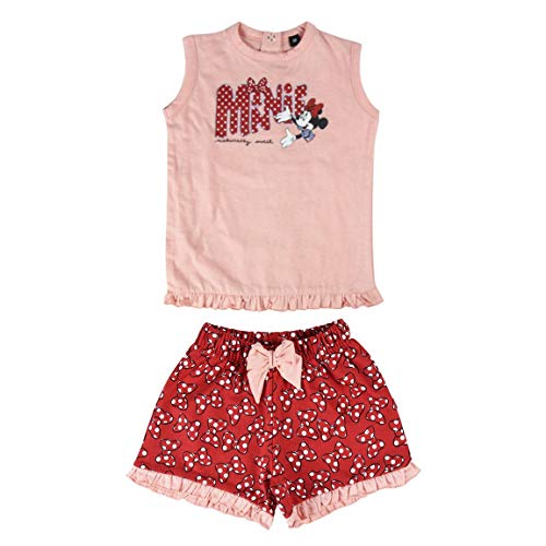 Cerdá Conjunto Ropa Bebe Niña Disney Minnie Mouse-Camiseta + Pantalon de Algodón-Color Rojo, 18 meses para Bebés