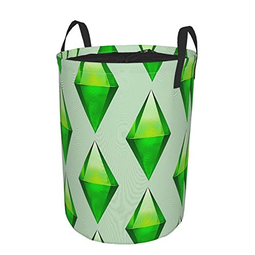 Cesta plegable grande para la colada, cesta redonda de almacenamiento con cordón, impermeable, cesta organizadora de juguetes para niños, cubo de basura – Los Sims Plumbob Cesta plegable grande para la colada, cesta redonda de almacenamiento con cordón, impermeable, cesta organizadora de juguetes para niños, cubo de basura – Los Sims Plumbob