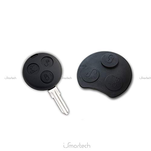 Chiavit - Funda de goma de recambio de 3 botones, para las carcasas de mandos a distancia de automóviles Smart Fortwo, Forfour, Roadster, Coupè 350 450 Coupe Mercedes, color negro
