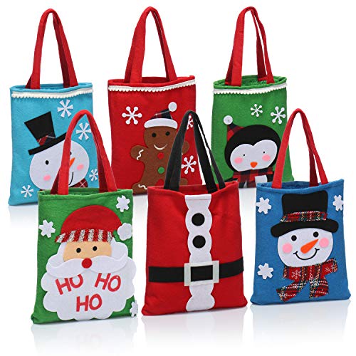 com-four® 6X Bolsa de Regalo Navidad con asa - Bolsa de Regalo para Papá Noel y Adviento - Bolsa de Regalo con Grandes Motivos - 25 x 21 cm