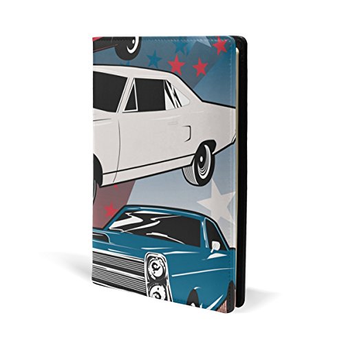 COOSUN American Muscle Cars - Funda de piel para libros, ajuste para la mayoría de libros de texto de 5,8" x 8,7"