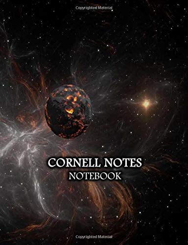 Cornell Notes Notebook: Galaxy Taking System College Ruled Lined Paper Journal with Recall and Note Column For School and University | Burning Planet Print
